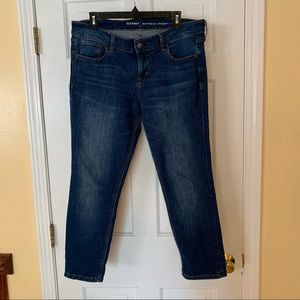 Dark blue boyfriend straight jeans by Old Navy.